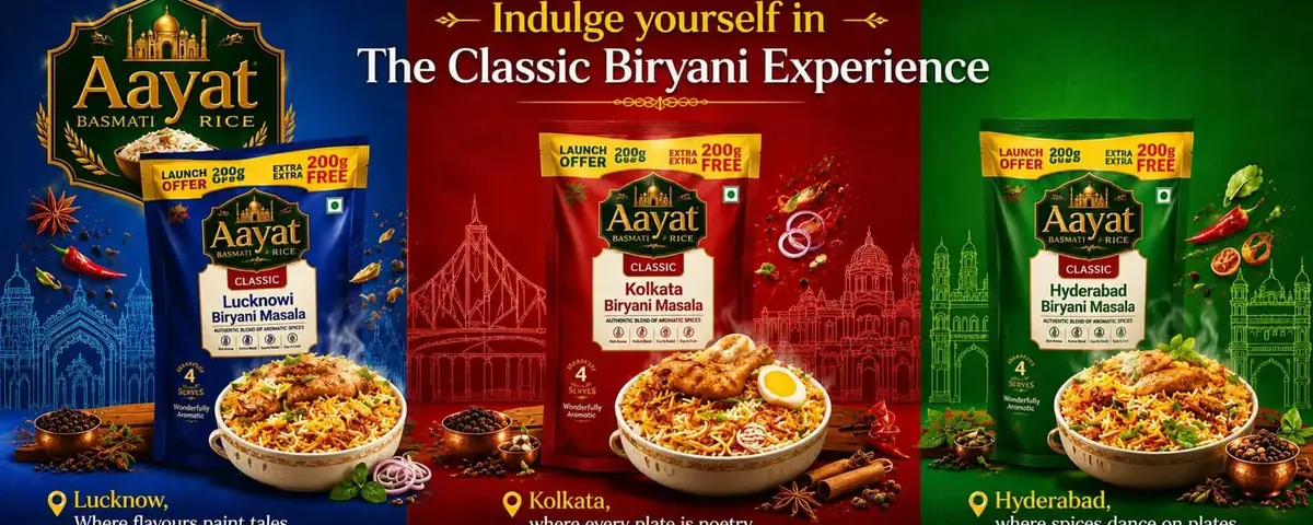 Aayat Basmati Rice biryani masala spices banner