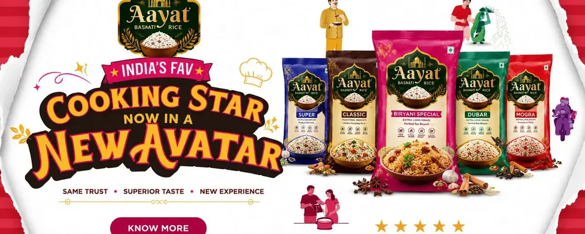 Aayat Basmati Rice new rice pack design banner